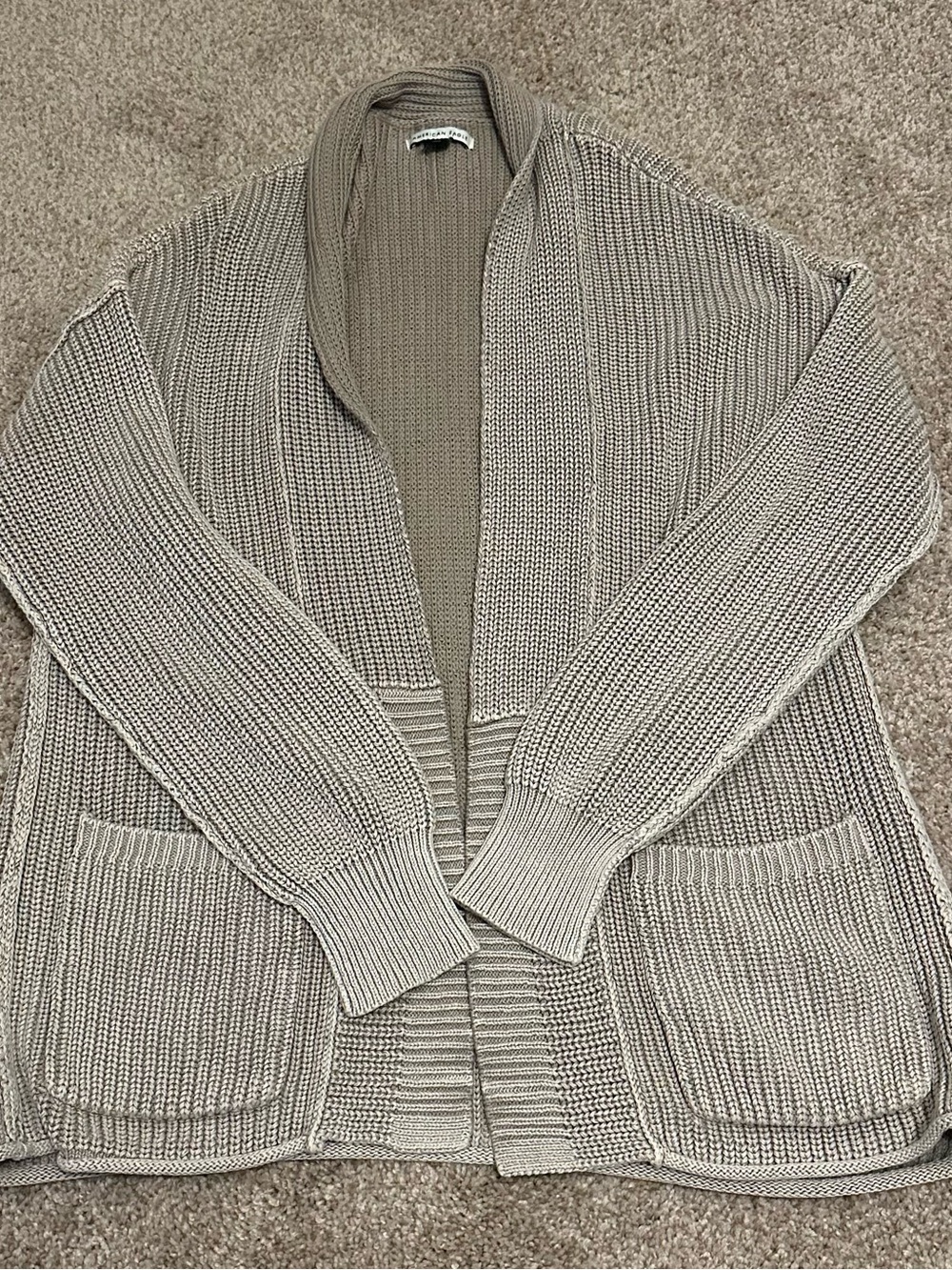 American Eagle Outfitters Open-Front Shawl Collar Cardigan - Taupe